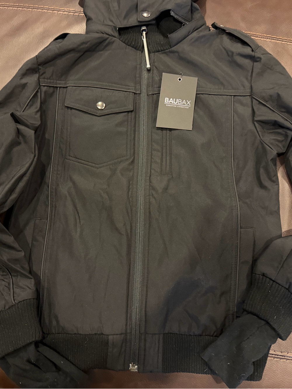 Baubax Men's Black Bomber Jacket - Classic Zip Front